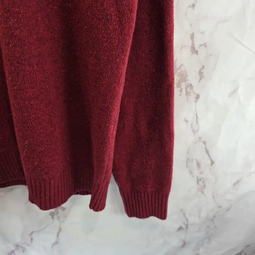 Lands End Sweater Mens Medium Red Lambswool Wool Vintage Crew Neck 90s